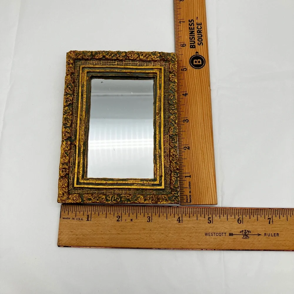 Miniature Wall Mirror 4x5.5 Gold Ornate Baroque Frame